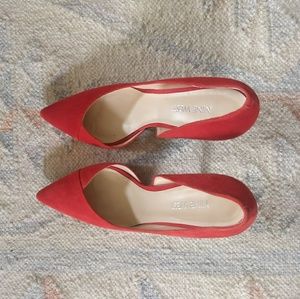 Nine West red suede pumps